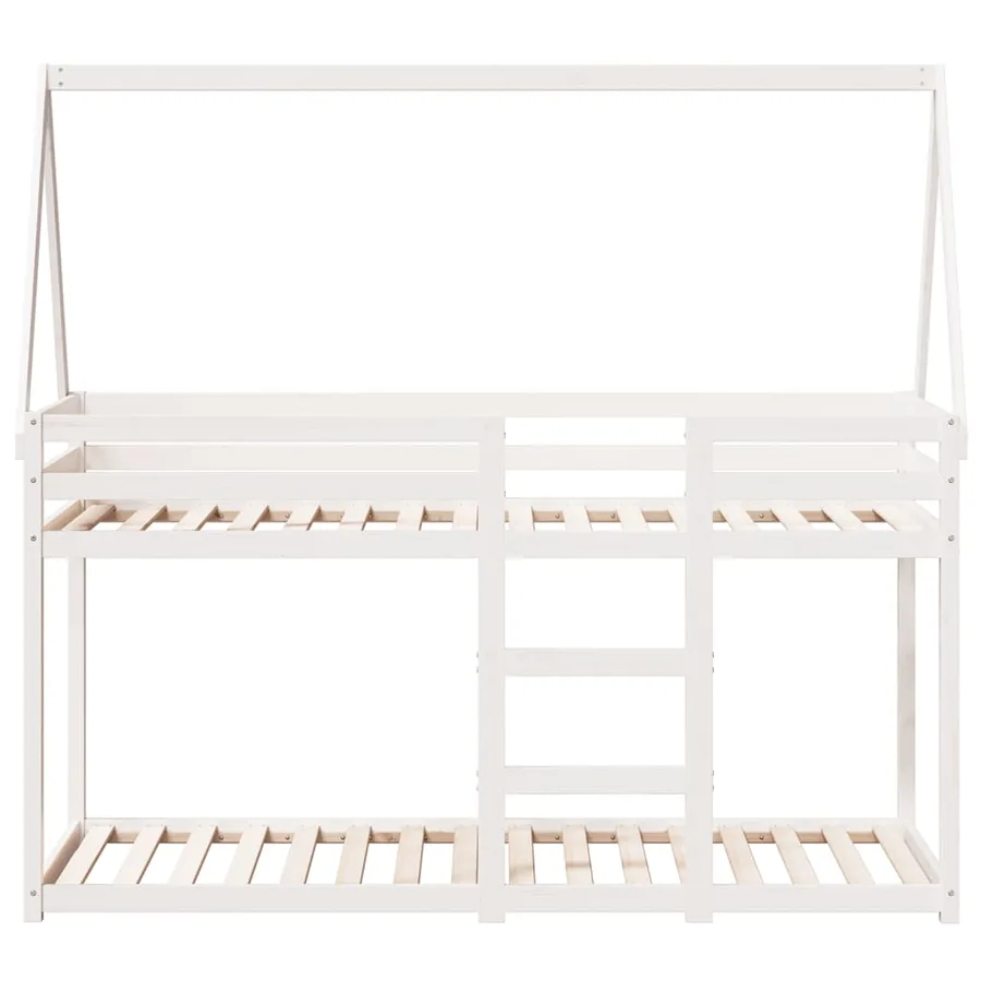 Lit superposé sans matelas blanc 75x190 cm bois de pin massif - 4