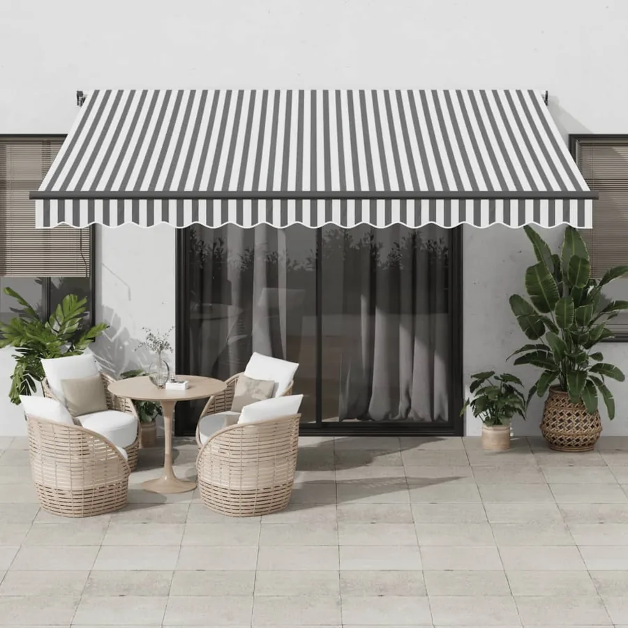 Auvent rétractable automatique anthracite et blanc 400x350 cm
