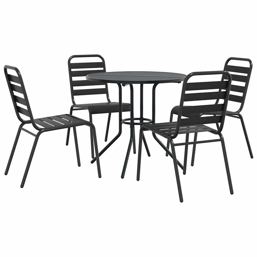 Ensemble de chaises de jardin empilables 5 pcs anthracite - 2