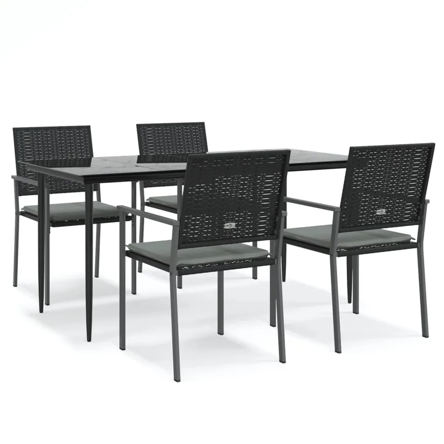 Ensemble à manger de jardin 5 pcs coussins résine tressée acier - 2