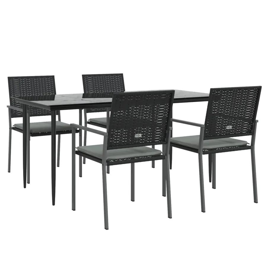 Ensemble à manger de jardin 5 pcs coussins résine tressée acier - 3