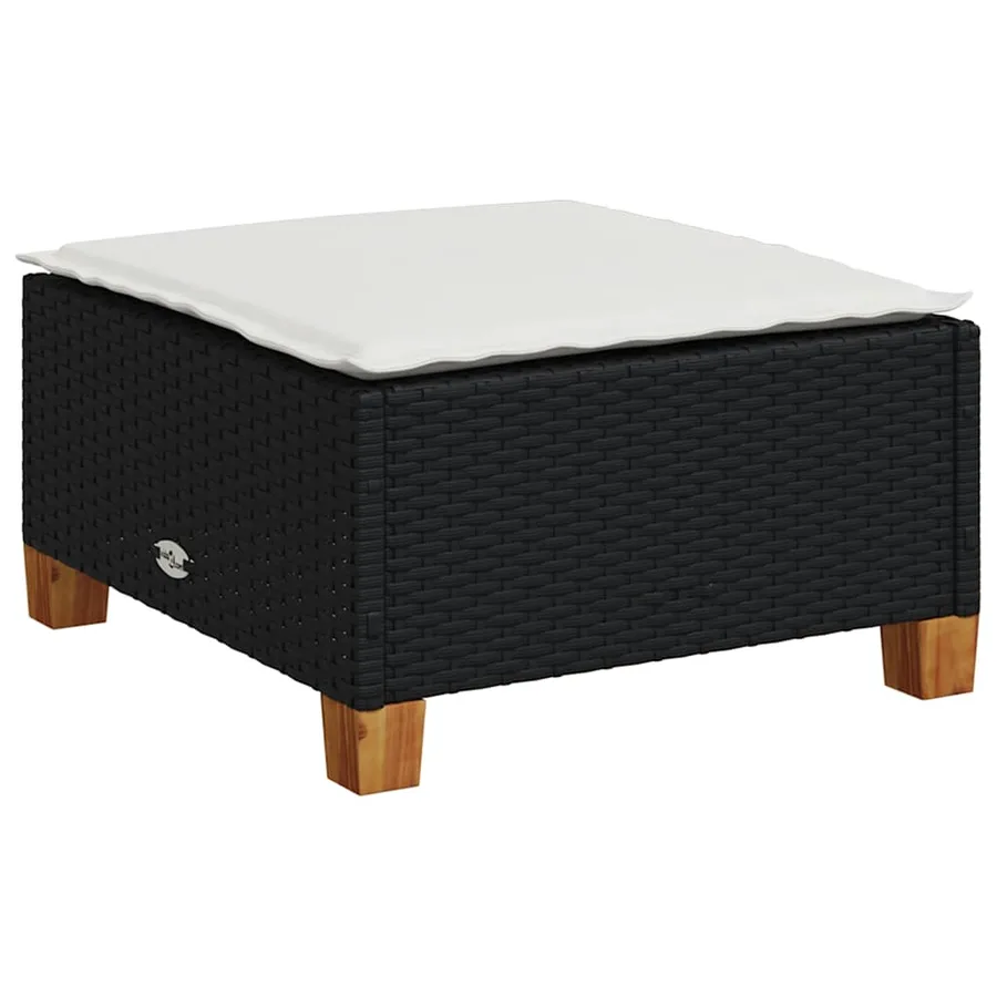 Salon de jardin 4 pcs avec coussins noir résine tressée - 4