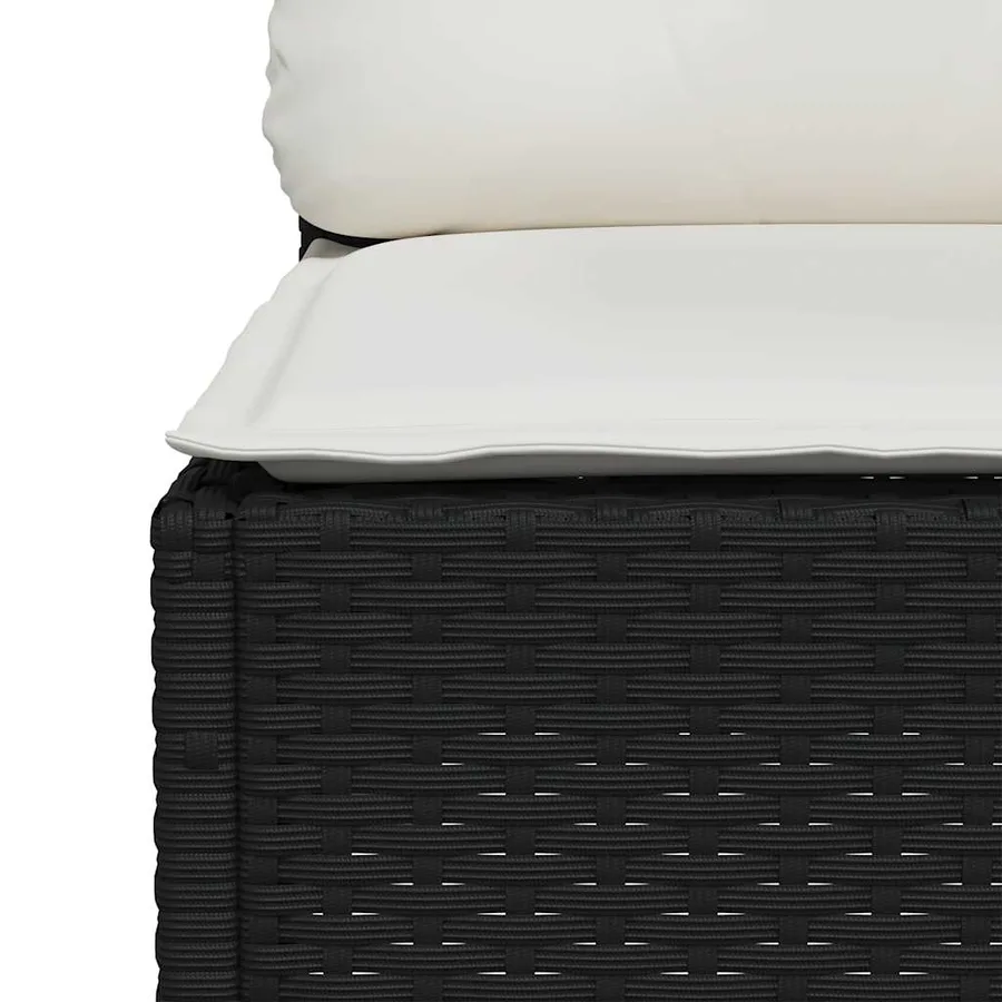 Salon de jardin 4 pcs avec coussins noir résine tressée - 6
