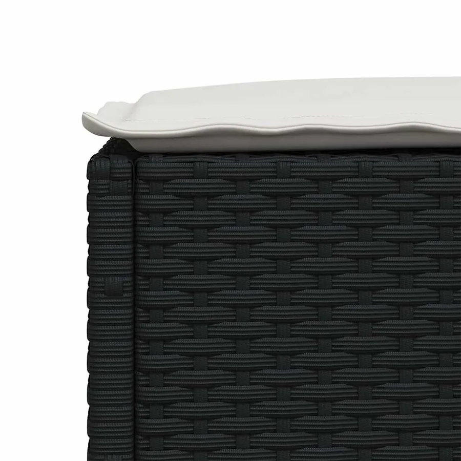 Salon de jardin 4 pcs avec coussins noir résine tressée - 7
