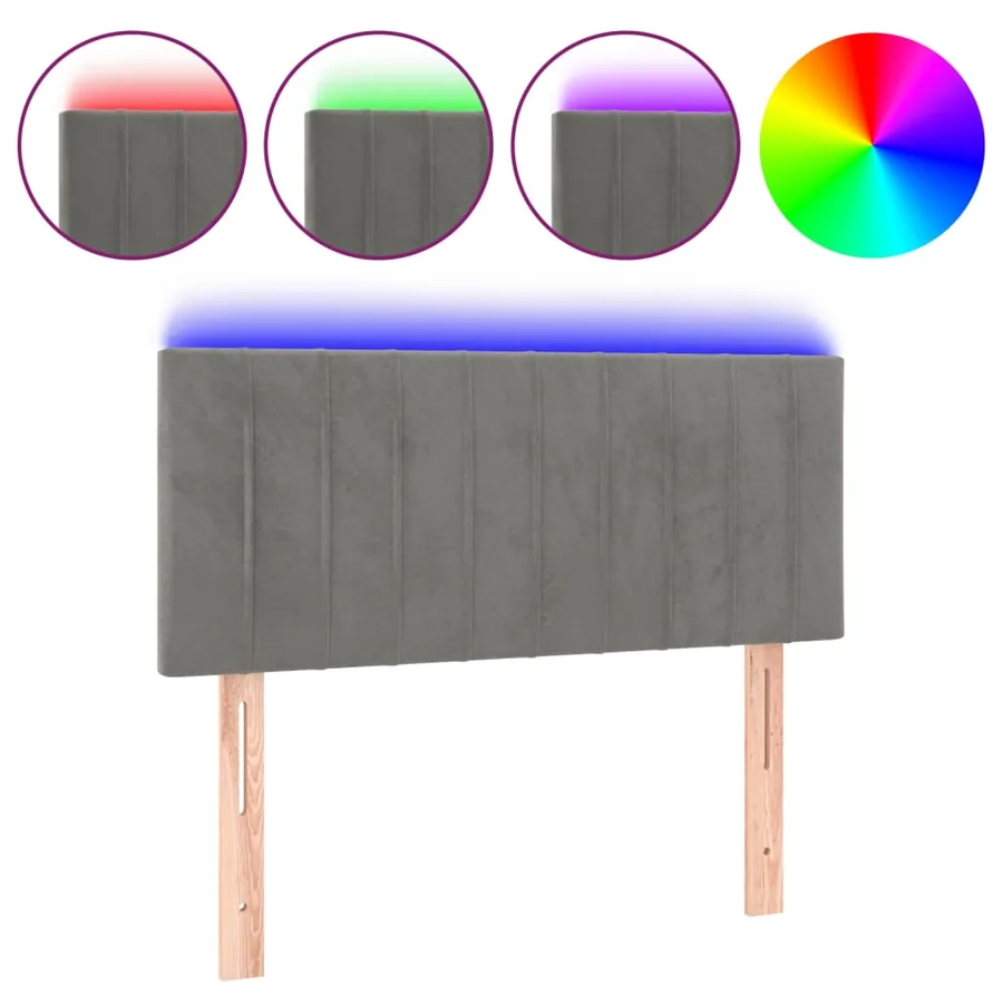 Tête de lit à LED Gris clair 90x5x78/88 cm Velours - 2
