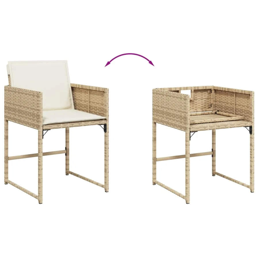 Ensemble à manger de jardin et coussins 11 pcs beige poly rotin - 8