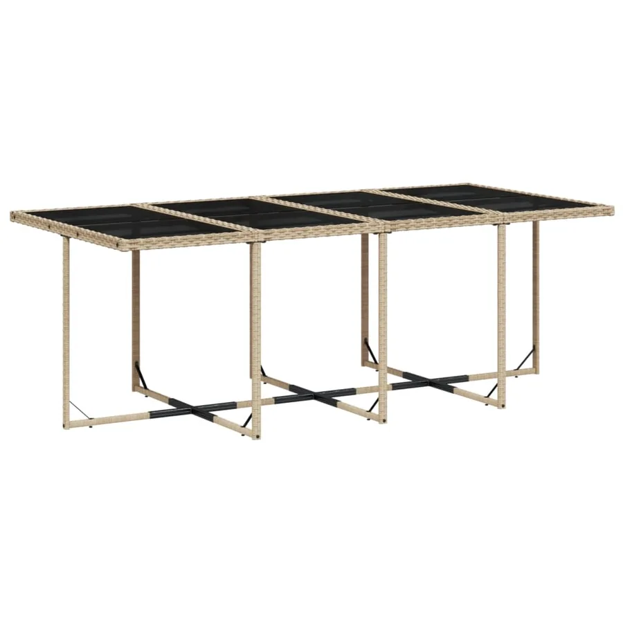 Ensemble à manger de jardin et coussins 9 pcs beige Poly rotin - 3