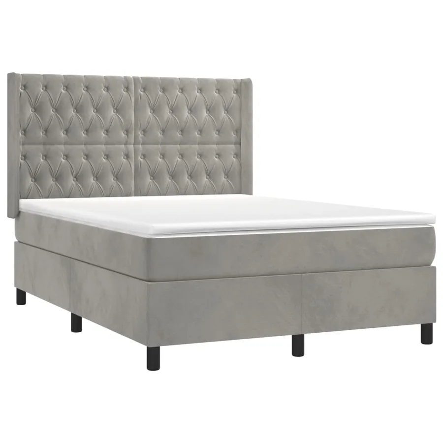 Sommier à lattes de lit matelas et LED Gris clair 140x190 cm - 4