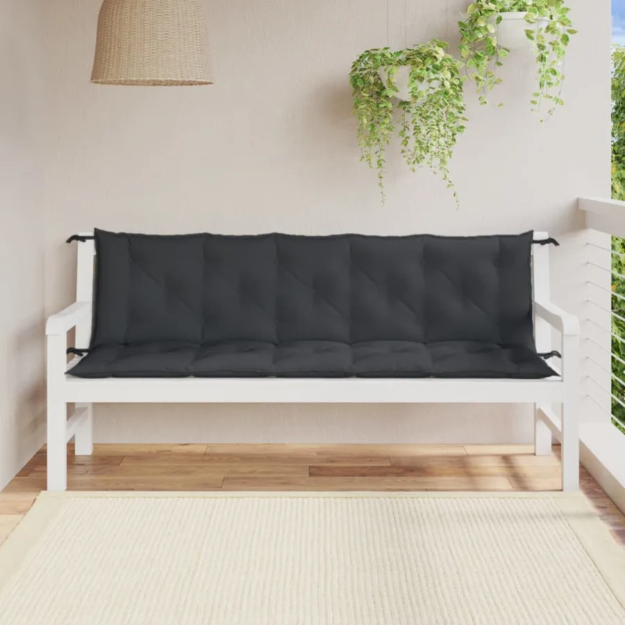 Coussins de banc de jardin lot de 2 anthracite mélangé tissu - 3