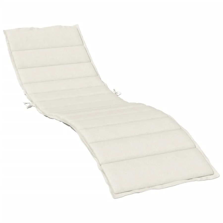 Coussin de chaise longue crème mélangé 200x70x4 cm tissu - 2