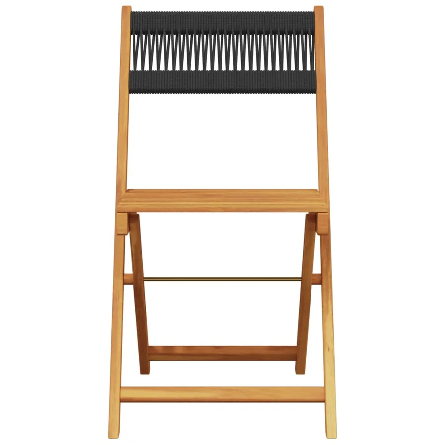 Chaises de jardin pliantes lot de 8 noir bois d'acacia massif - 4