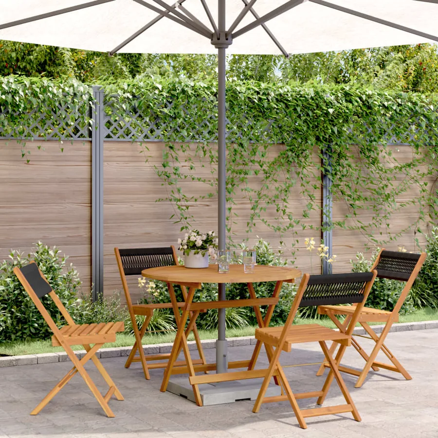 Ensemble à manger de jardin 5pcs noir polypropylène bois massif