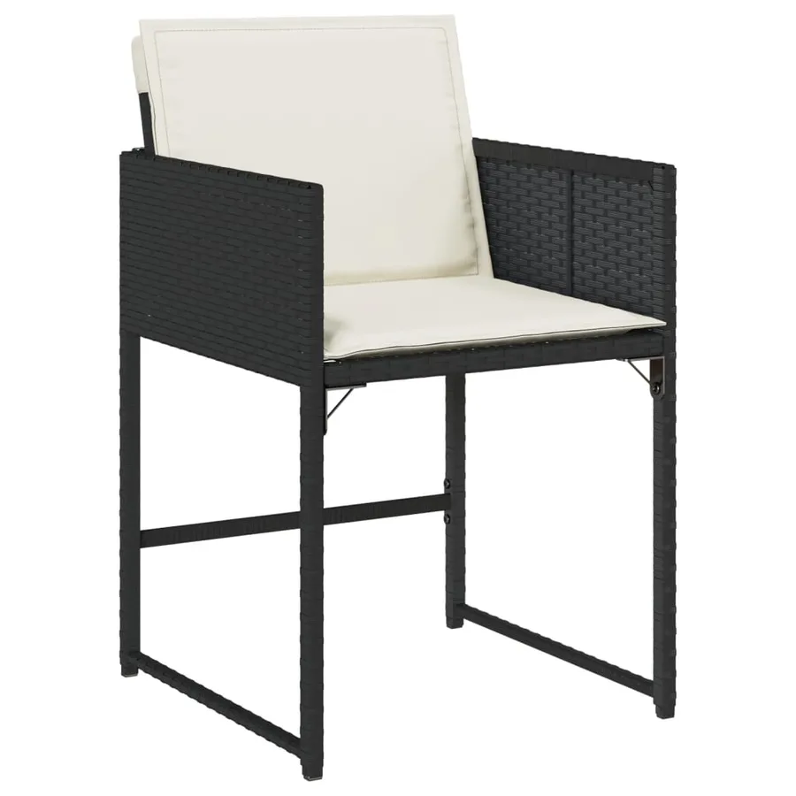 Ensemble à manger de jardin coussins 7pcs Noir Résine tressée - 3