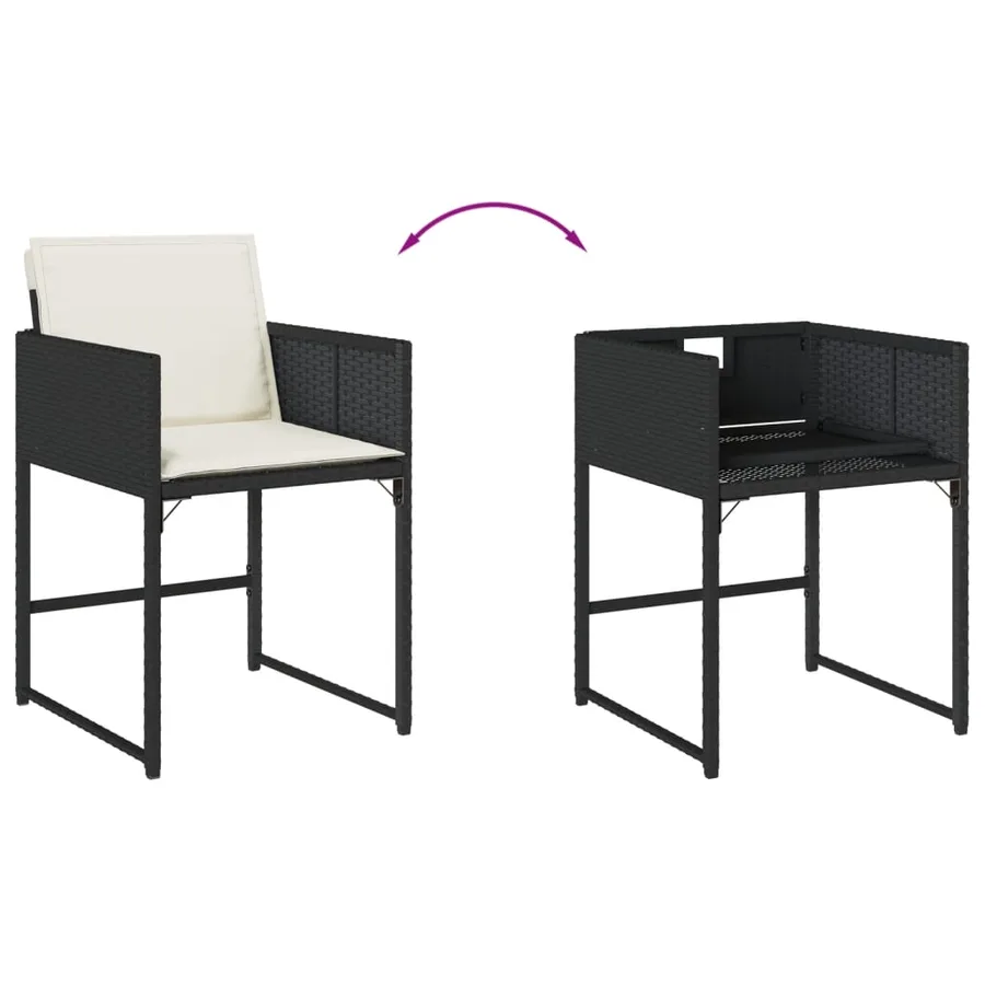 Ensemble à manger de jardin coussins 7pcs Noir Résine tressée - 8