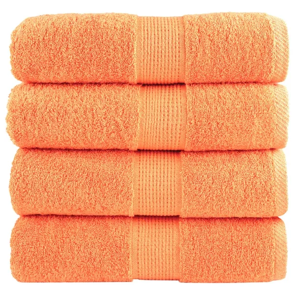 Serviettes de toilette premium SOLUND 4 pièces Orange 30 x 30 cm 600 g/m²