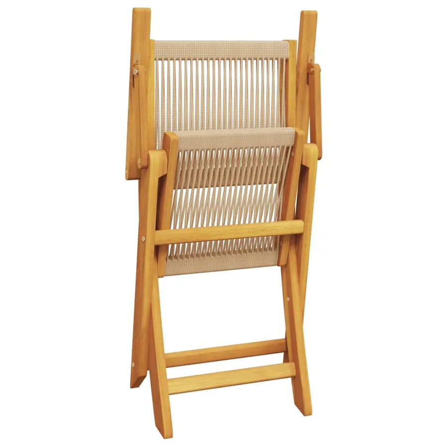 Ensemble de bistro 3 pcs beige polypropylène et bois massif - 10