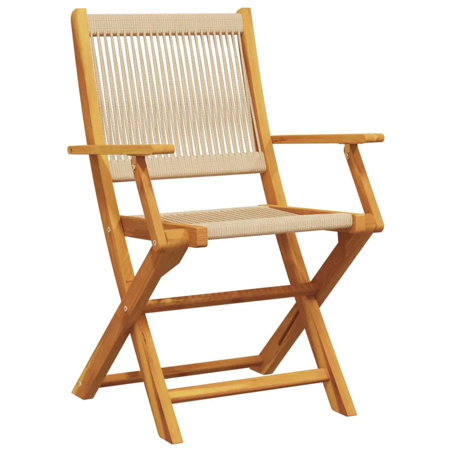 Ensemble de bistro 3 pcs beige polypropylène et bois massif - 3