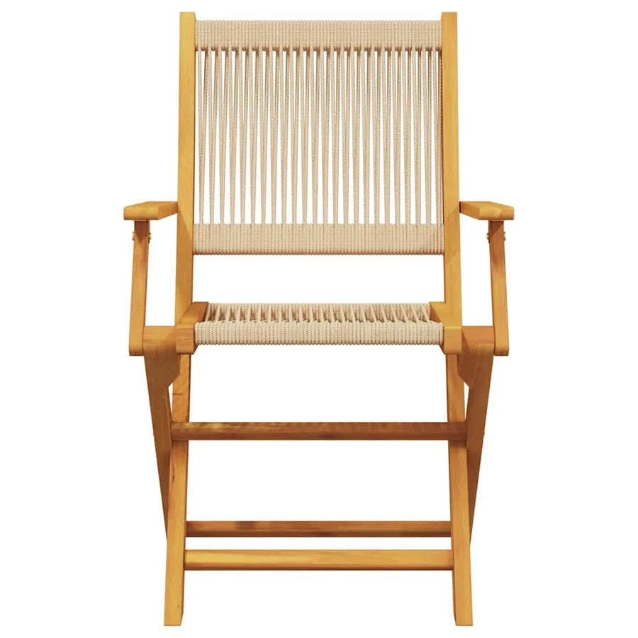 Ensemble de bistro 3 pcs beige polypropylène et bois massif - 4