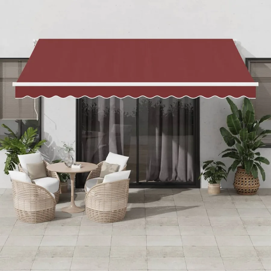 Auvent rétractable automatique avec LED bordeaux 400x350 cm