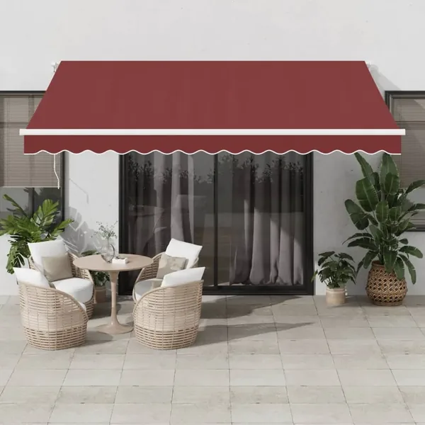 Auvent rétractable automatique avec LED bordeaux 400x350 cm