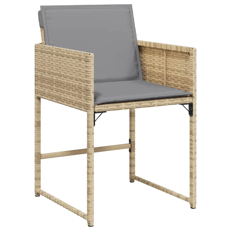 Ensemble à manger de jardin et coussins 9 pcs mélange beige - 4