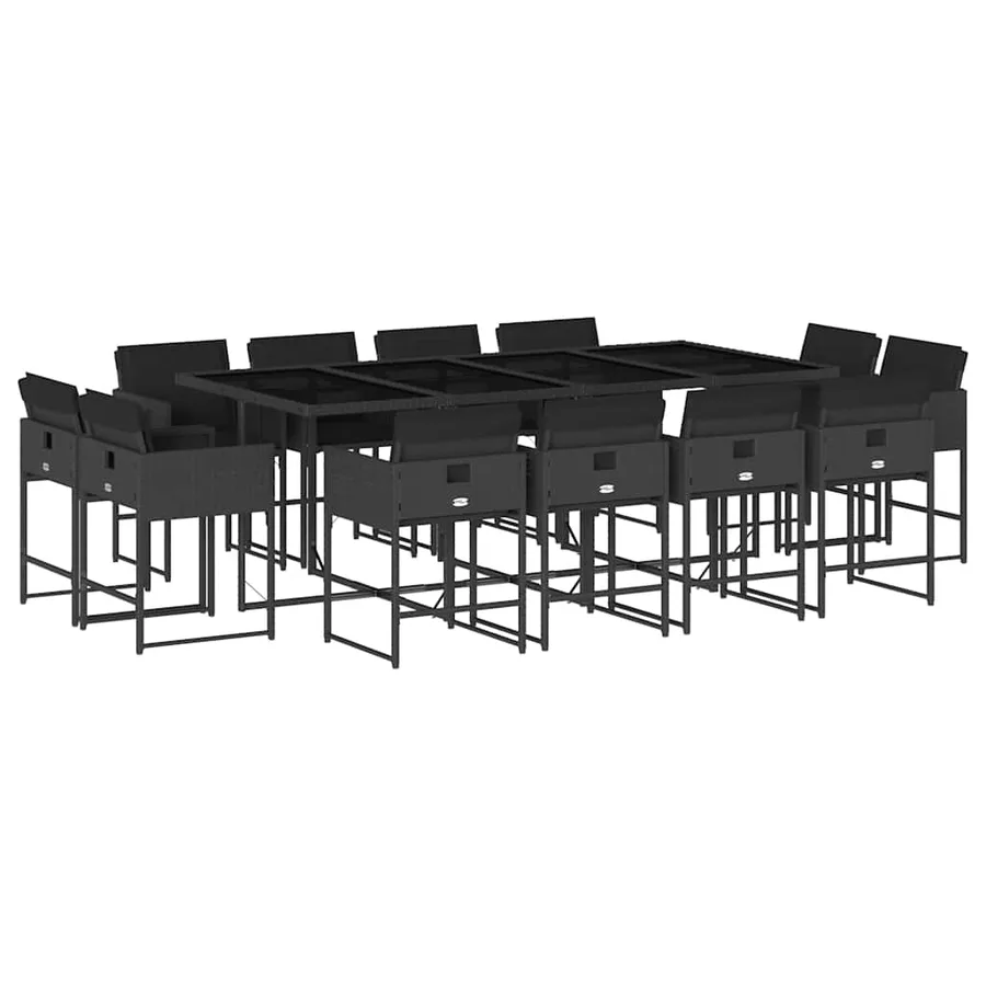 Ensemble à manger de jardin 13 pcs coussins noir résine tressée - 2
