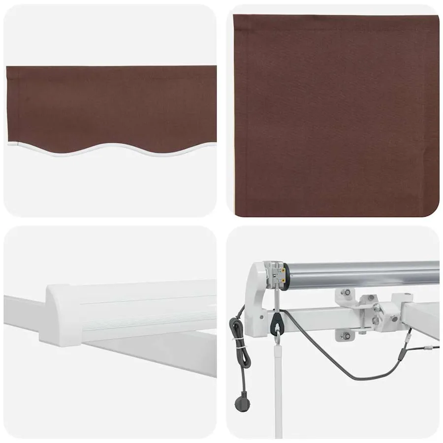 Auvent rétractable automatique avec LED marron 400x300 cm - 12