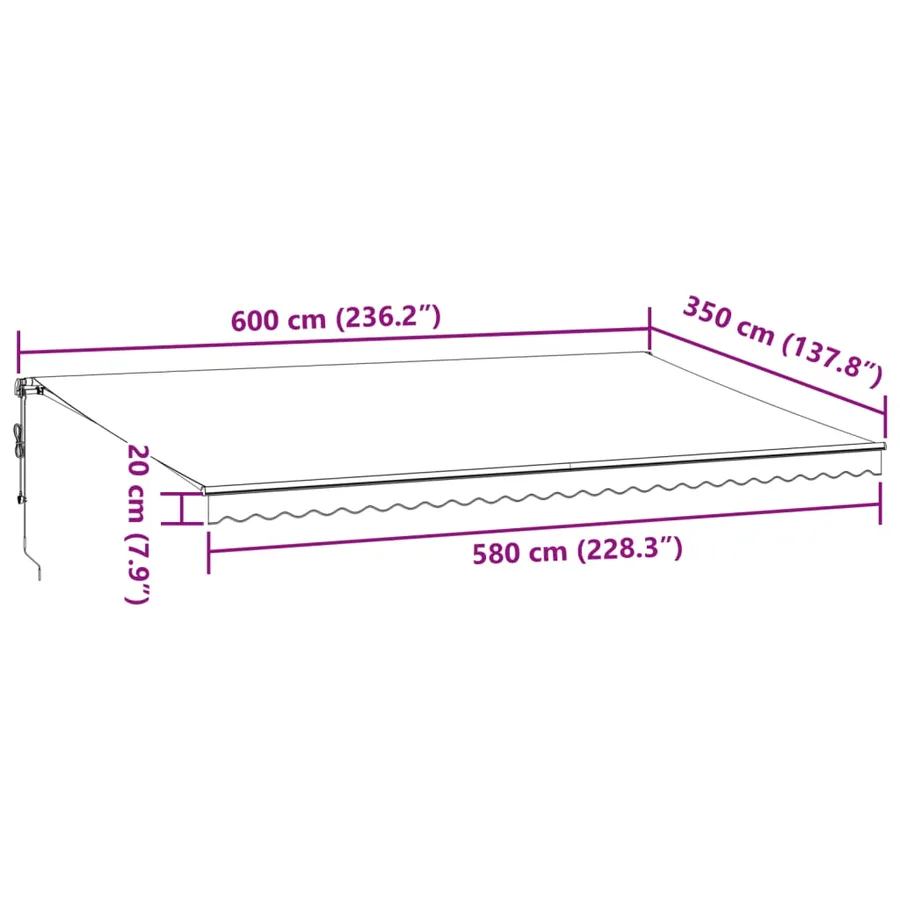 Auvent rétractable automatique anthracite et blanc 600x350 cm - 11
