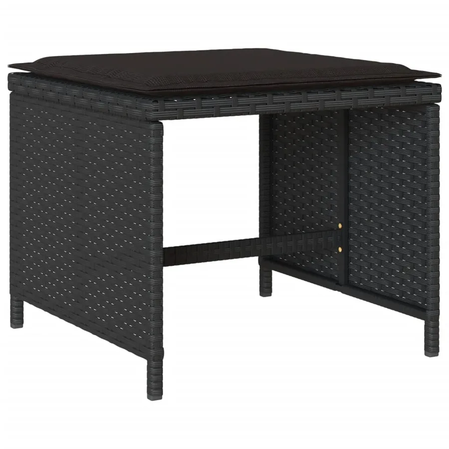 Ensemble à manger de jardin 17 pcs coussins noir résine tressée - 6