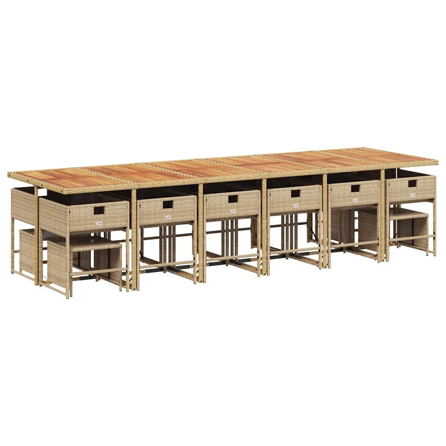 Ensemble à manger de jardin et coussins 17 pcs beige - 5