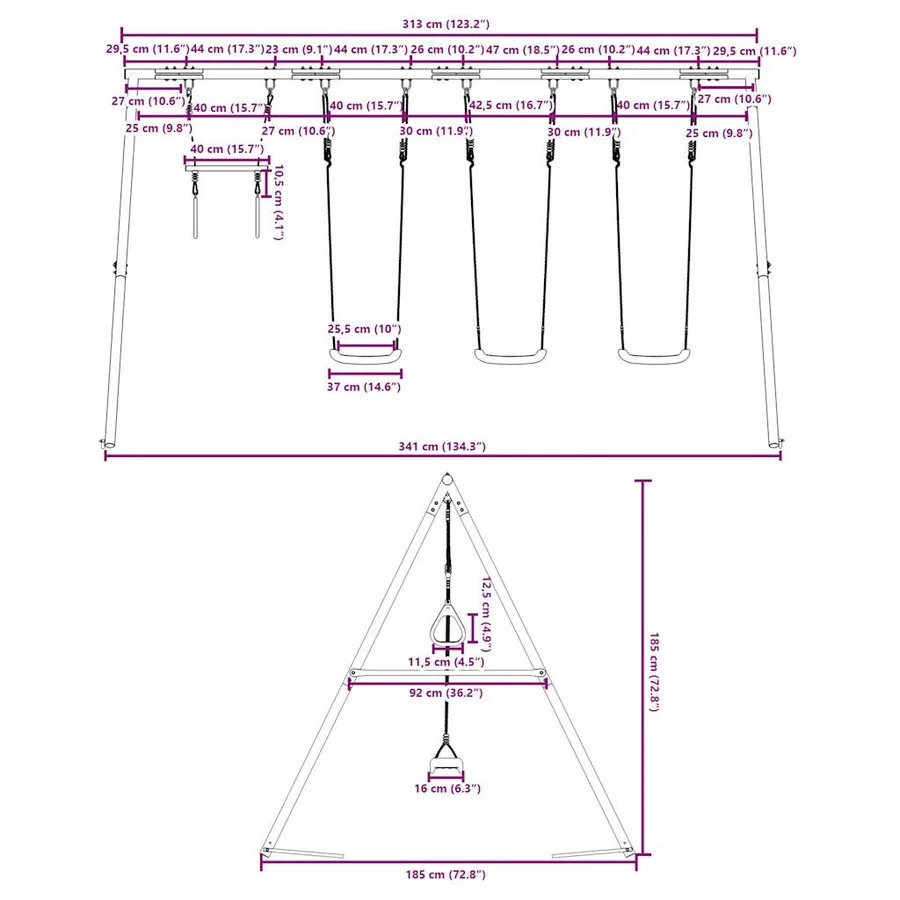 Ensemble de balançoire d'extérieur avec balançoires et trapèze - 10