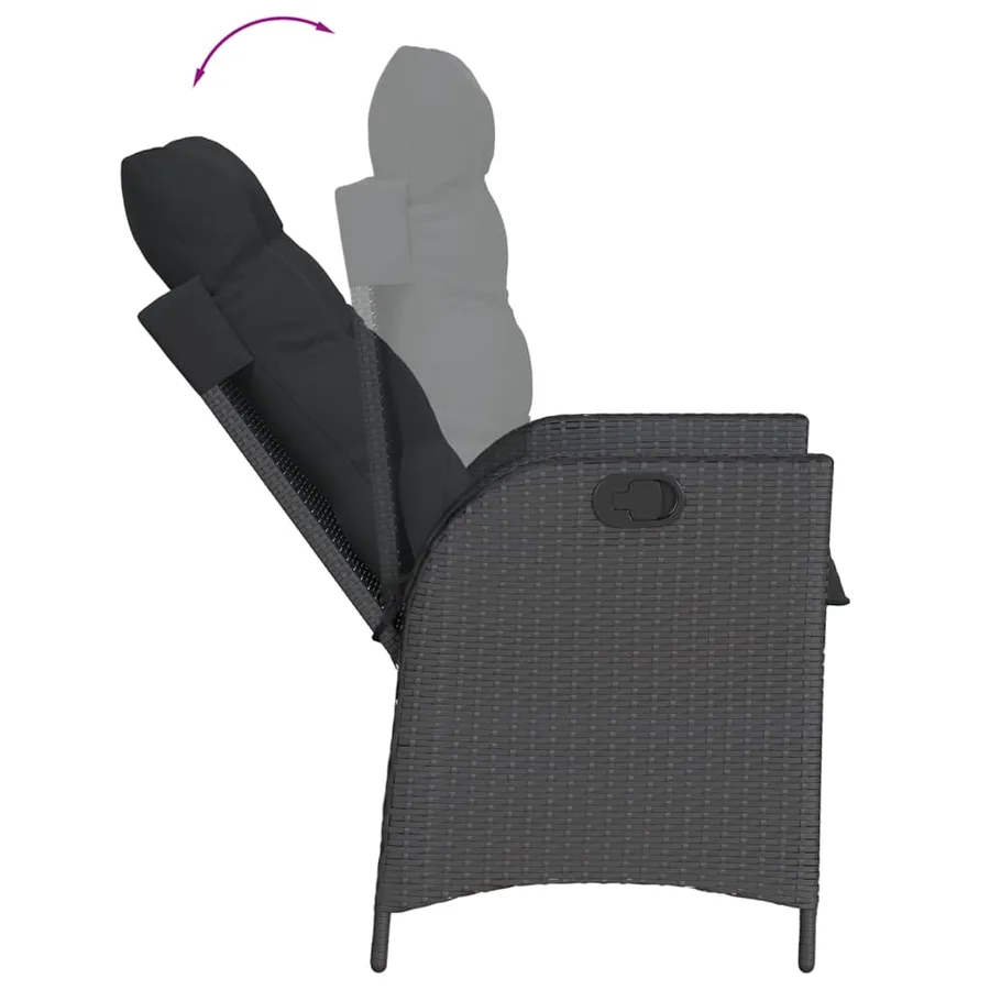Ensemble à manger de jardin avec coussins 3 pcs Noir - 4