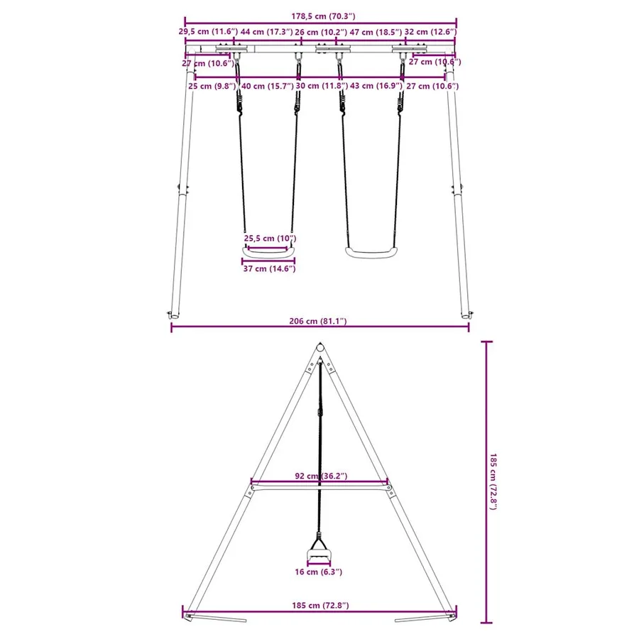 Ensemble de balançoire d'extérieur avec 2 balançoires - 10