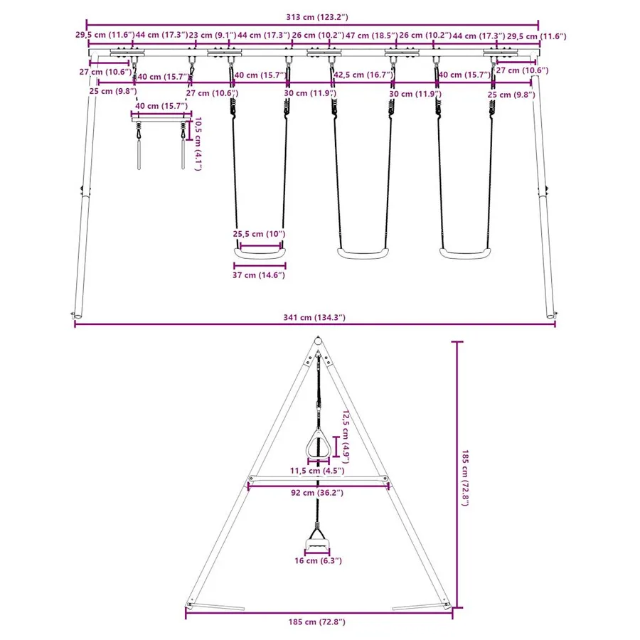 Ensemble de balançoire d'extérieur avec balançoires et trapèze - 10
