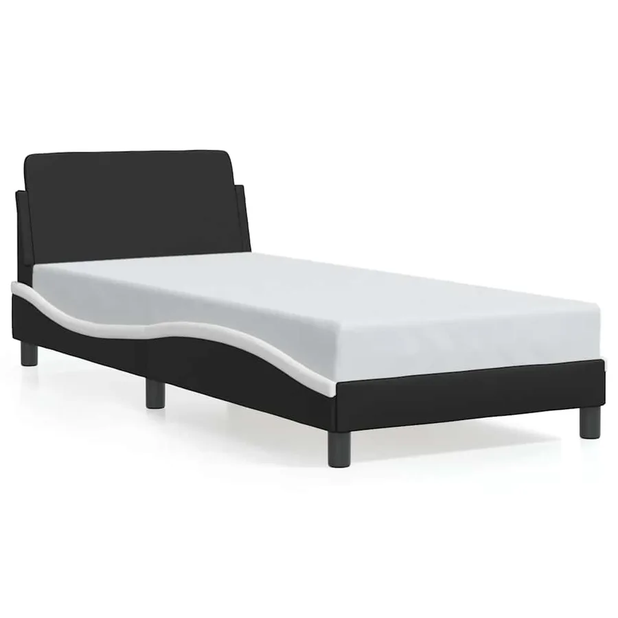 Cadre de lit Dover noir et blanc 90x190 cm en similicuir - 2