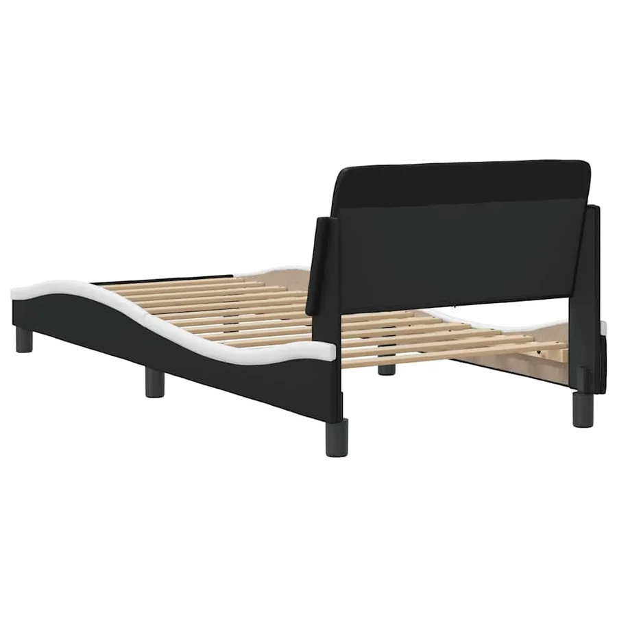 Cadre de lit Dover noir et blanc 90x190 cm en similicuir - 6