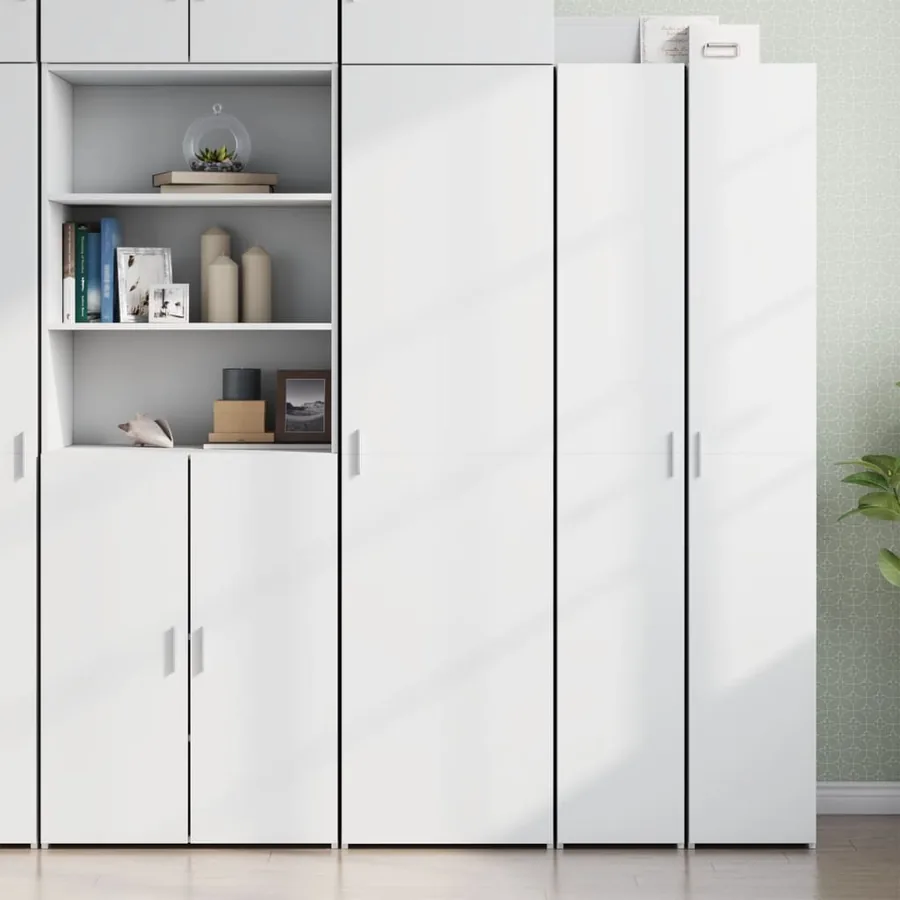 Buffet haut blanc 50x42,5x185 cm bois d'ingénierie