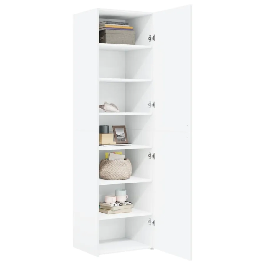 Buffet haut blanc 50x42,5x185 cm bois d'ingénierie - 7