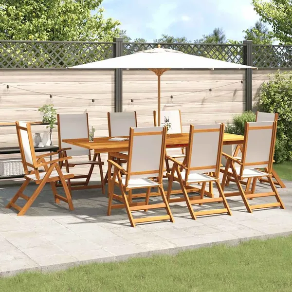 Ensemble à manger de jardin 9pcs bois d'acacia solide textilène