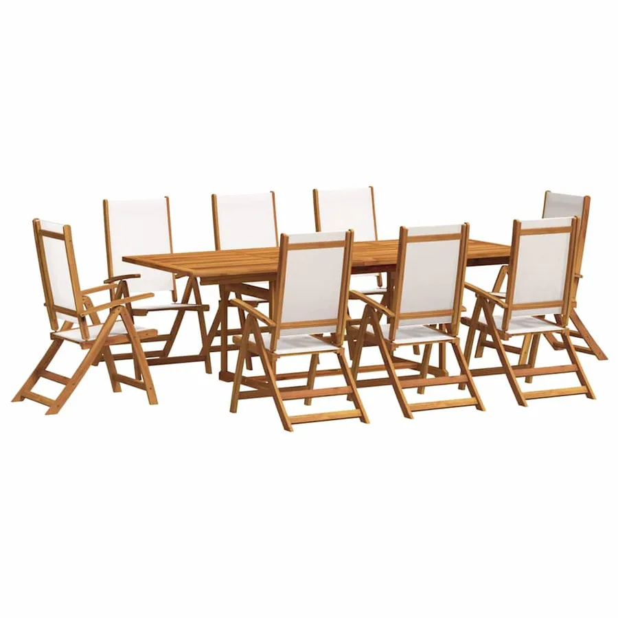 Ensemble à manger de jardin 9pcs bois d'acacia solide textilène - 2