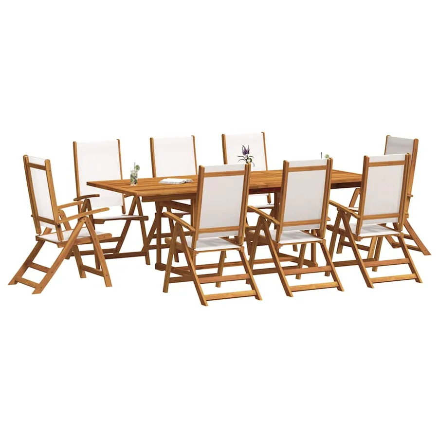 Ensemble à manger de jardin 9pcs bois d'acacia solide textilène - 6