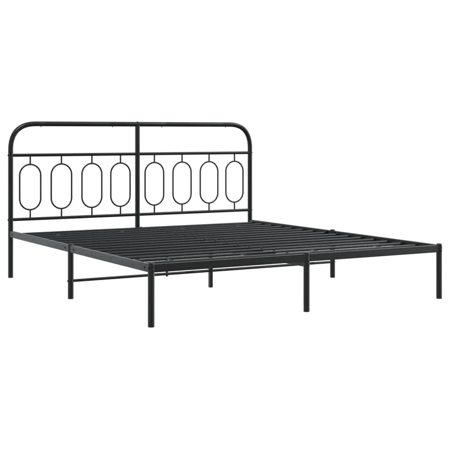 Cadre de lit métal sans matelas avec tête de lit noir 183x213cm - 3