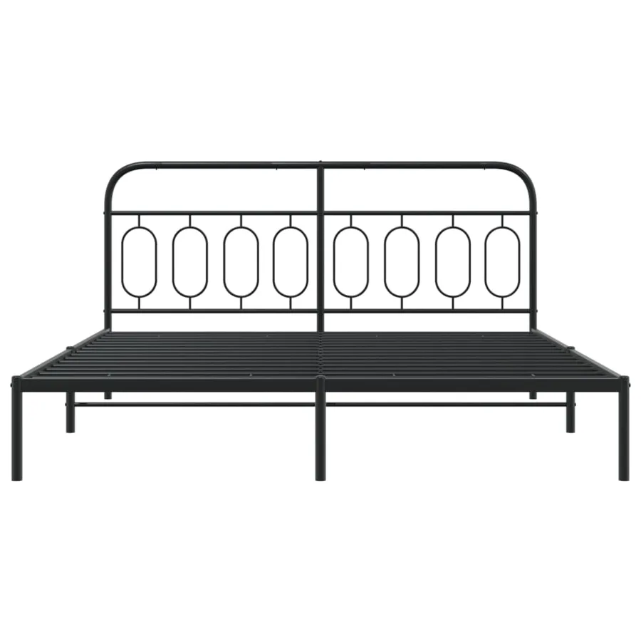 Cadre de lit métal sans matelas avec tête de lit noir 183x213cm - 4