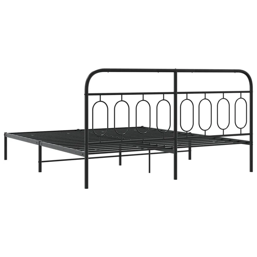 Cadre de lit métal sans matelas avec tête de lit noir 183x213cm - 6