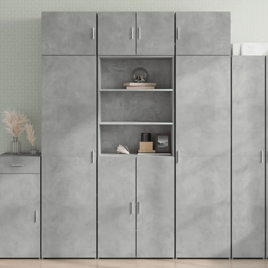 Buffet haut gris béton 70x42,5x185 cm bois d'ingénierie