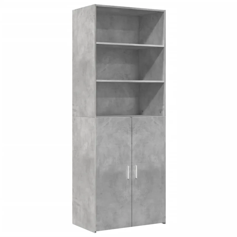 Buffet haut gris béton 70x42,5x185 cm bois d'ingénierie - 2