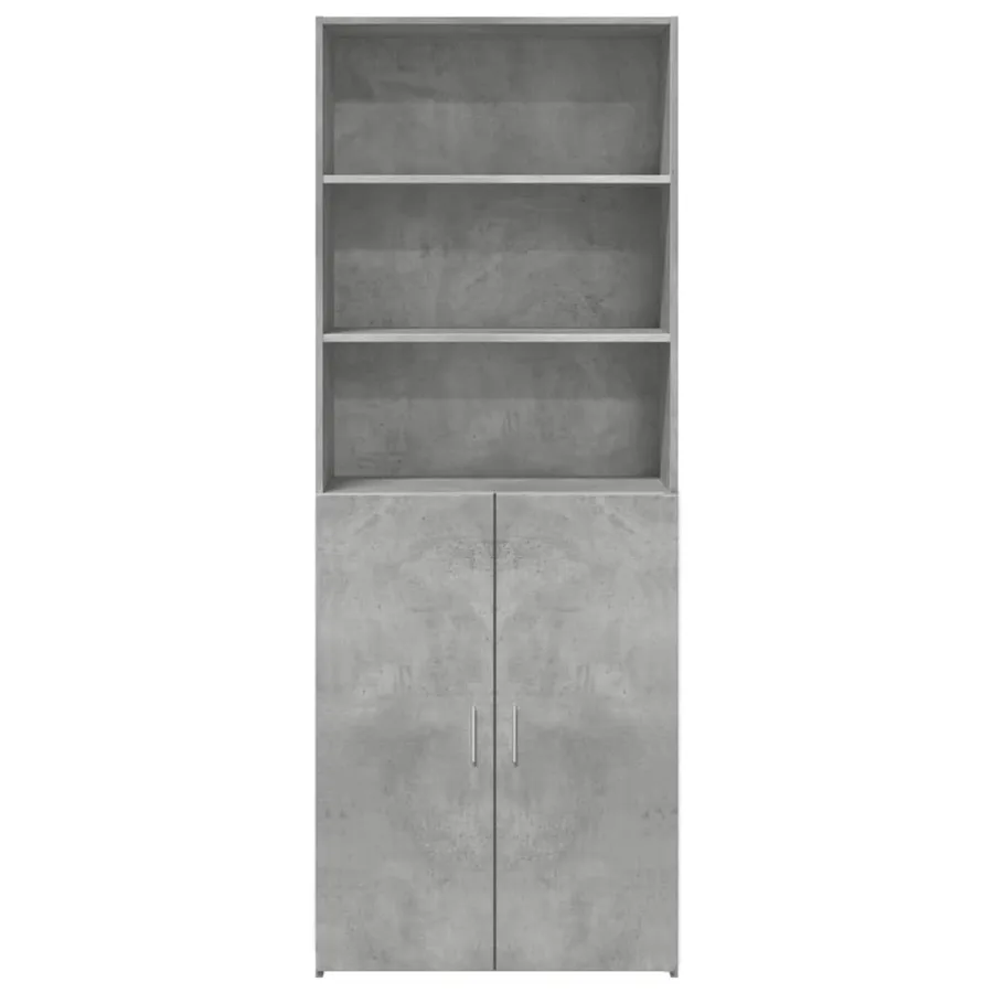 Buffet haut gris béton 70x42,5x185 cm bois d'ingénierie - 3
