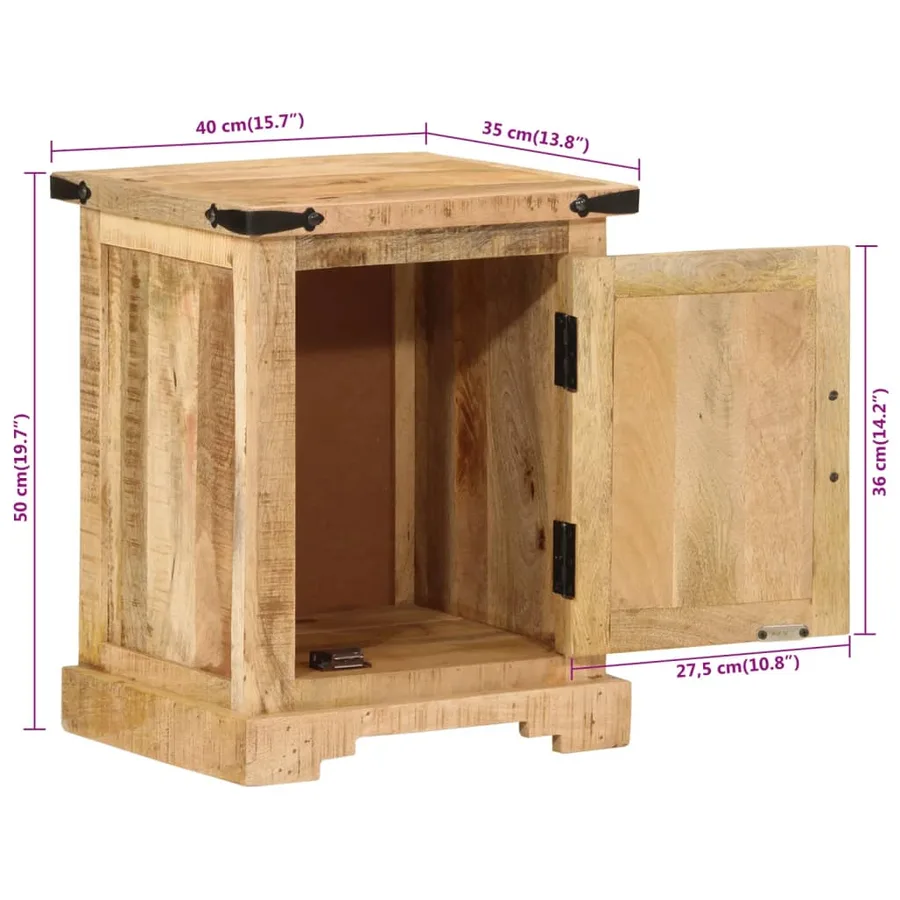 Table de chevet 40x35x50 cm bois de manguier massif - 9