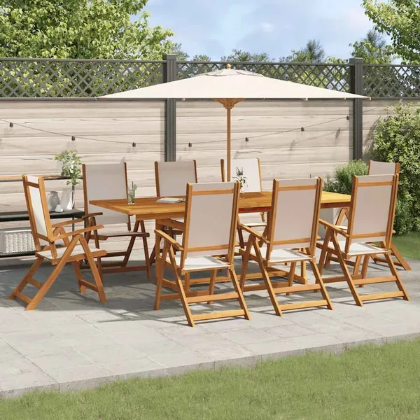Ensemble à manger de jardin 9pcs bois d'acacia solide textilène