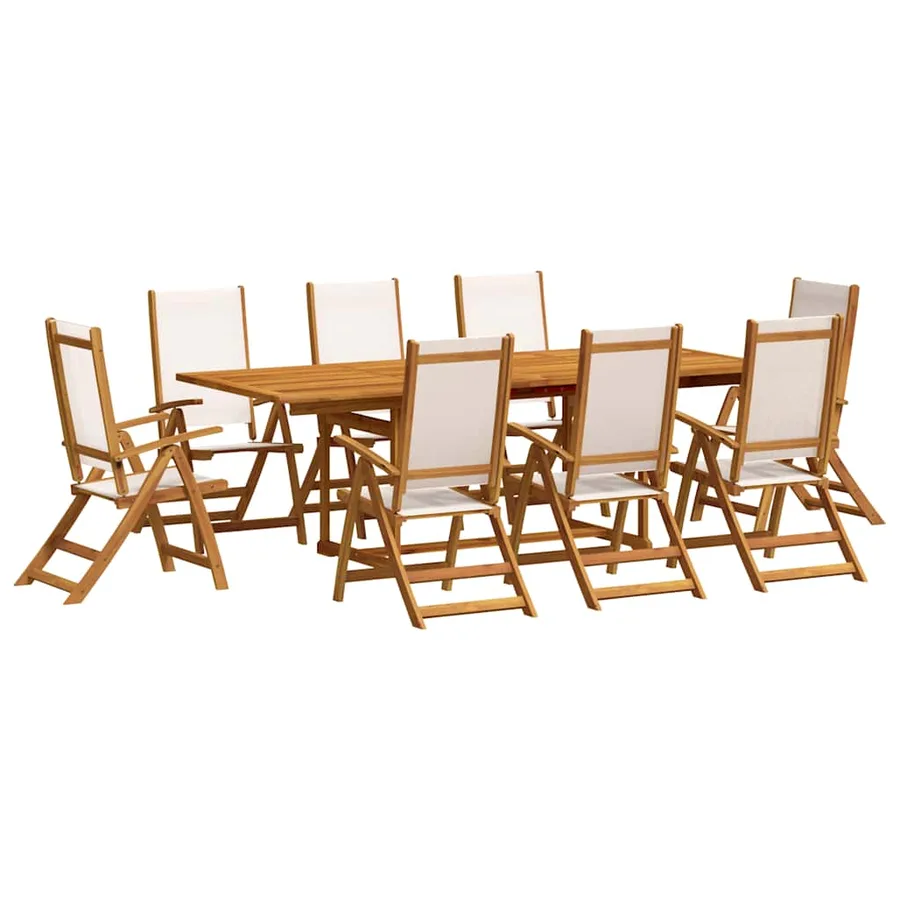 Ensemble à manger de jardin 9pcs bois d'acacia solide textilène - 2